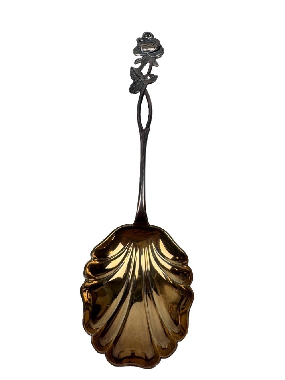 VTG 1954 Finnish Solid Silver Serving Jam Spoon Kultakeskus Rose Gilt 29g Flatw